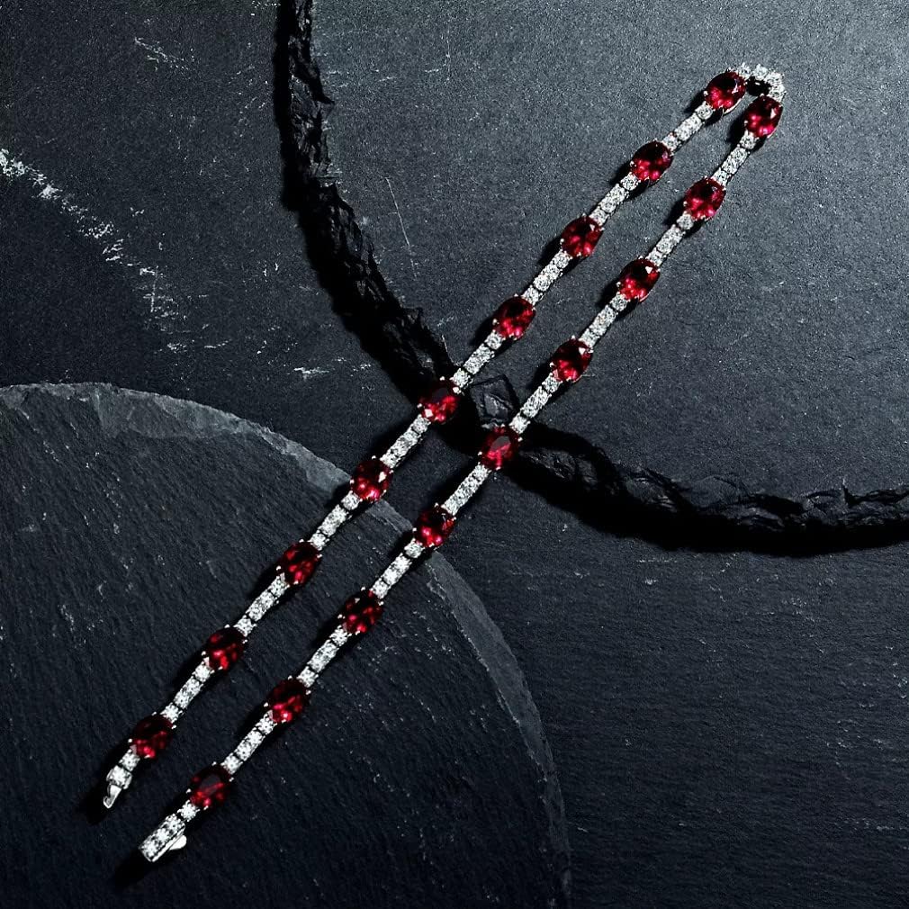 ZEDARO 925 Sterling Silber Oval Cut 7 * 9MM Rubin Moissanite Edelstein Kette Halskette für Frauen Schmuck